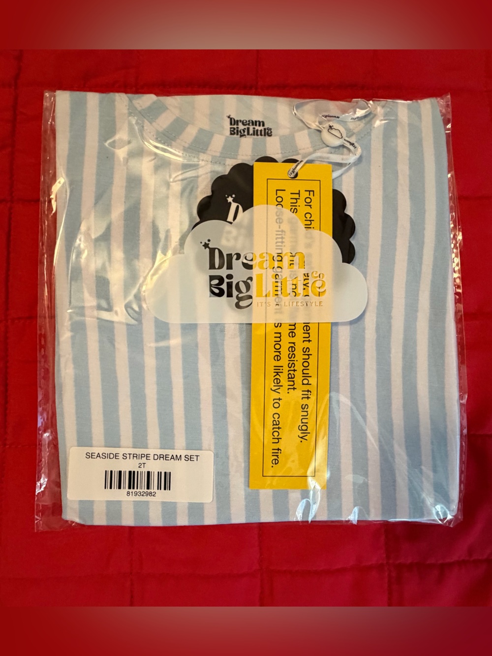 Dream Big Little Seaside Stripe Kids Pajama Set - Blue & White